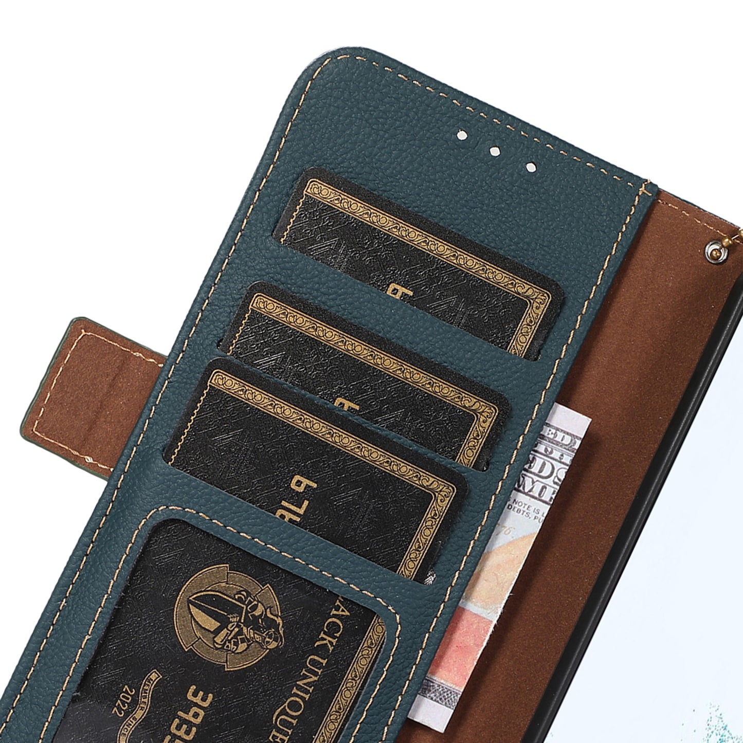 TJ Cell Phone Case Bag for Motorola Edge 40 Pro 5G / Moto X40 5G Genuine Cowhide Leather RFID Blocking Wallet Phone Stand Cover