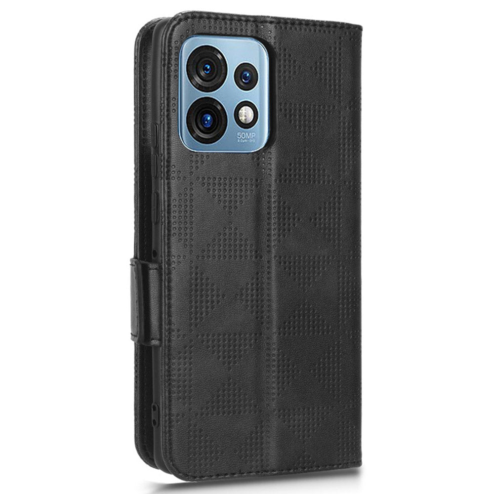 For Motorola Moto Edge 40 Pro 5G / Moto X40 5G Imprinted Triangle Pattern Full Protection Stand Wallet Case PU Leather Folio Flip Protective Cover