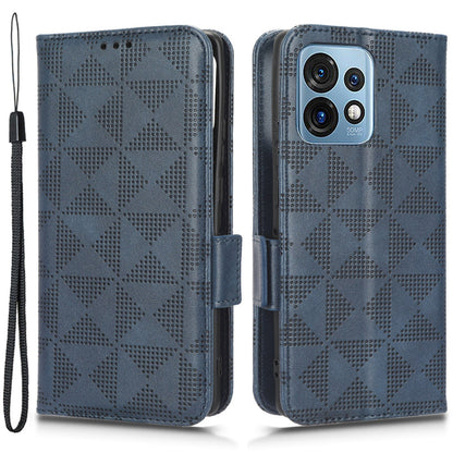 For Motorola Moto Edge 40 Pro 5G / Moto X40 5G Imprinted Triangle Pattern Full Protection Stand Wallet Case PU Leather Folio Flip Protective Cover