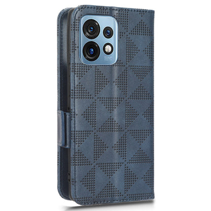 For Motorola Moto Edge 40 Pro 5G / Moto X40 5G Imprinted Triangle Pattern Full Protection Stand Wallet Case PU Leather Folio Flip Protective Cover