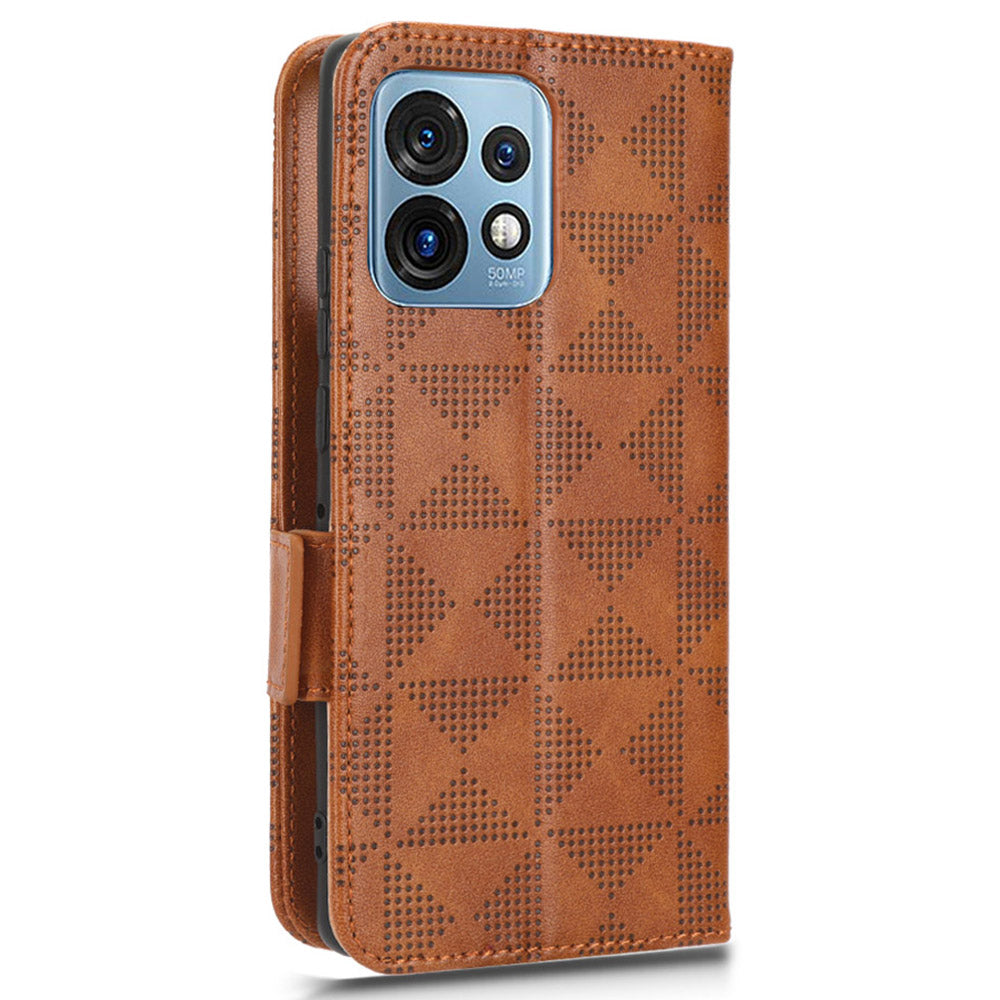 For Motorola Moto Edge 40 Pro 5G / Moto X40 5G Imprinted Triangle Pattern Full Protection Stand Wallet Case PU Leather Folio Flip Protective Cover