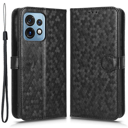 For Motorola Moto Edge 40 Pro 5G / Moto X40 5G Dot Pattern Imprinted PU Leather Wallet Stand Case Full Protection Phone Cover with Strap