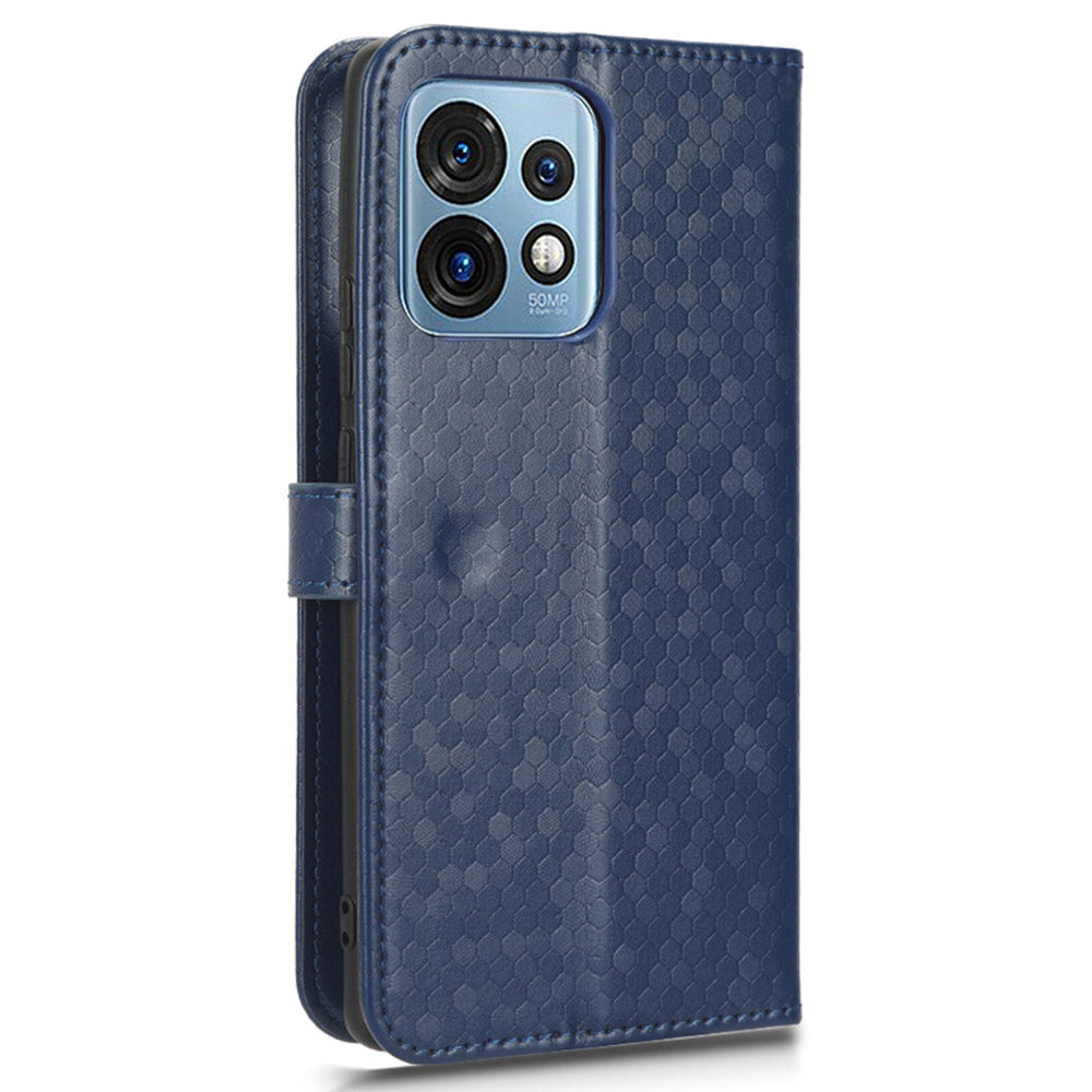 For Motorola Moto Edge 40 Pro 5G / Moto X40 5G Dot Pattern Imprinted PU Leather Wallet Stand Case Full Protection Phone Cover with Strap