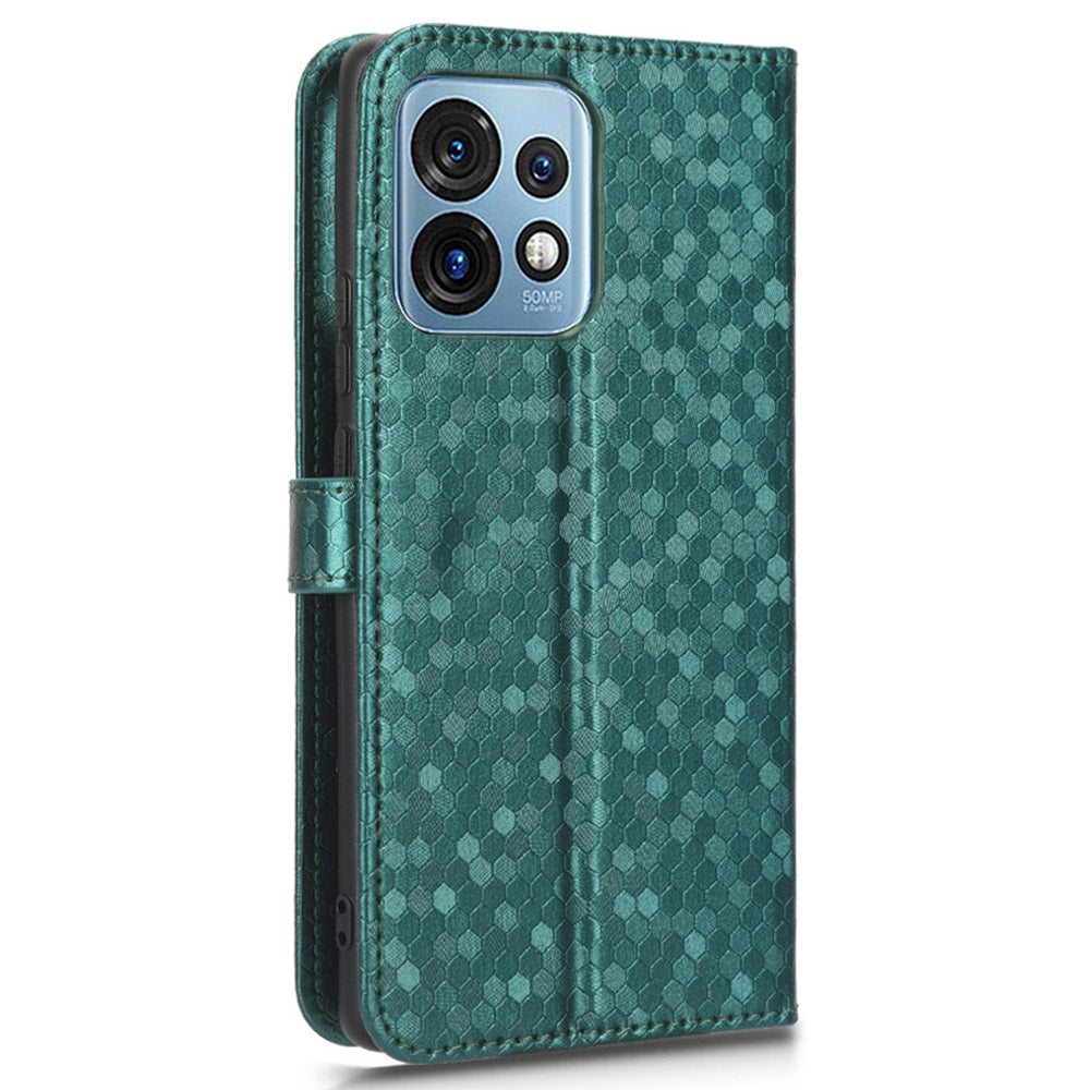 For Motorola Moto Edge 40 Pro 5G / Moto X40 5G Dot Pattern Imprinted PU Leather Wallet Stand Case Full Protection Phone Cover with Strap