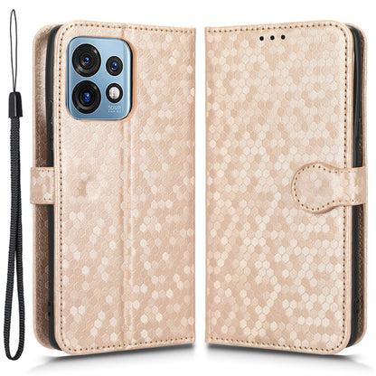 For Motorola Moto Edge 40 Pro 5G / Moto X40 5G Dot Pattern Imprinted PU Leather Wallet Stand Case Full Protection Phone Cover with Strap