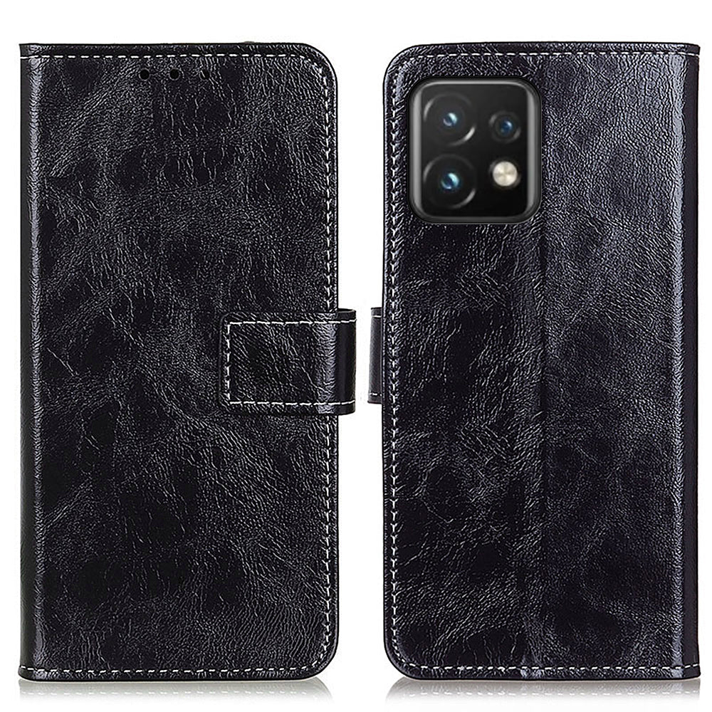 For Motorola Moto Edge 40 Pro 5G / Moto X40 5G Anti-fall Flip Phone Cover Stand Wallet PU Leather Retro Crazy Horse Texture Phone Case