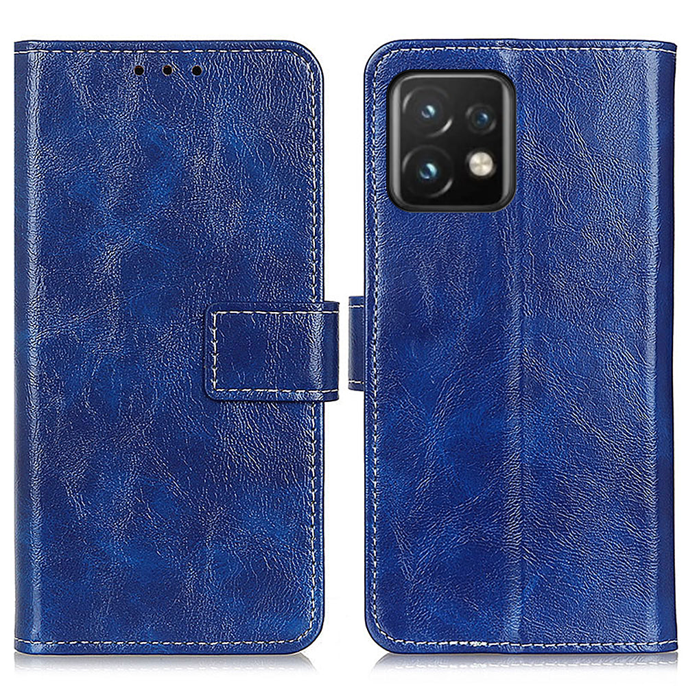 For Motorola Moto Edge 40 Pro 5G / Moto X40 5G Anti-fall Flip Phone Cover Stand Wallet PU Leather Retro Crazy Horse Texture Phone Case