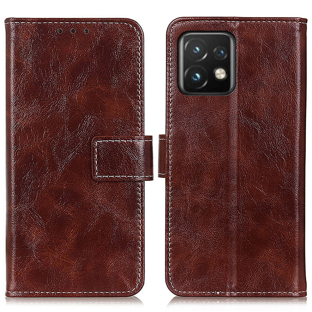 For Motorola Moto Edge 40 Pro 5G / Moto X40 5G Anti-fall Flip Phone Cover Stand Wallet PU Leather Retro Crazy Horse Texture Phone Case