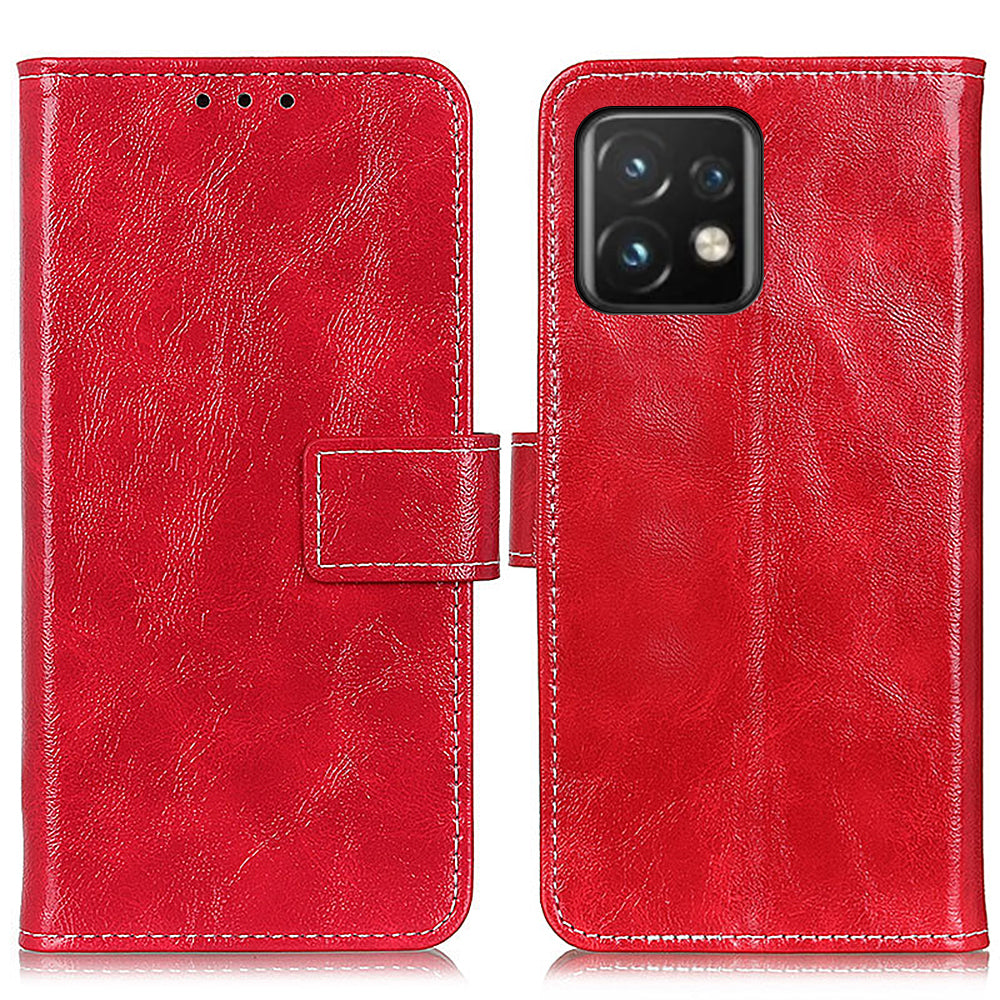 For Motorola Moto Edge 40 Pro 5G / Moto X40 5G Anti-fall Flip Phone Cover Stand Wallet PU Leather Retro Crazy Horse Texture Phone Case