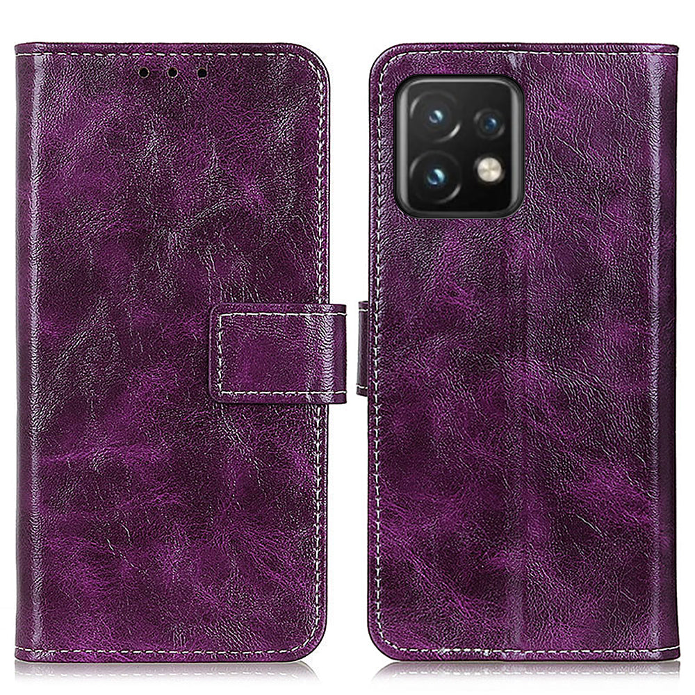 For Motorola Moto Edge 40 Pro 5G / Moto X40 5G Anti-fall Flip Phone Cover Stand Wallet PU Leather Retro Crazy Horse Texture Phone Case