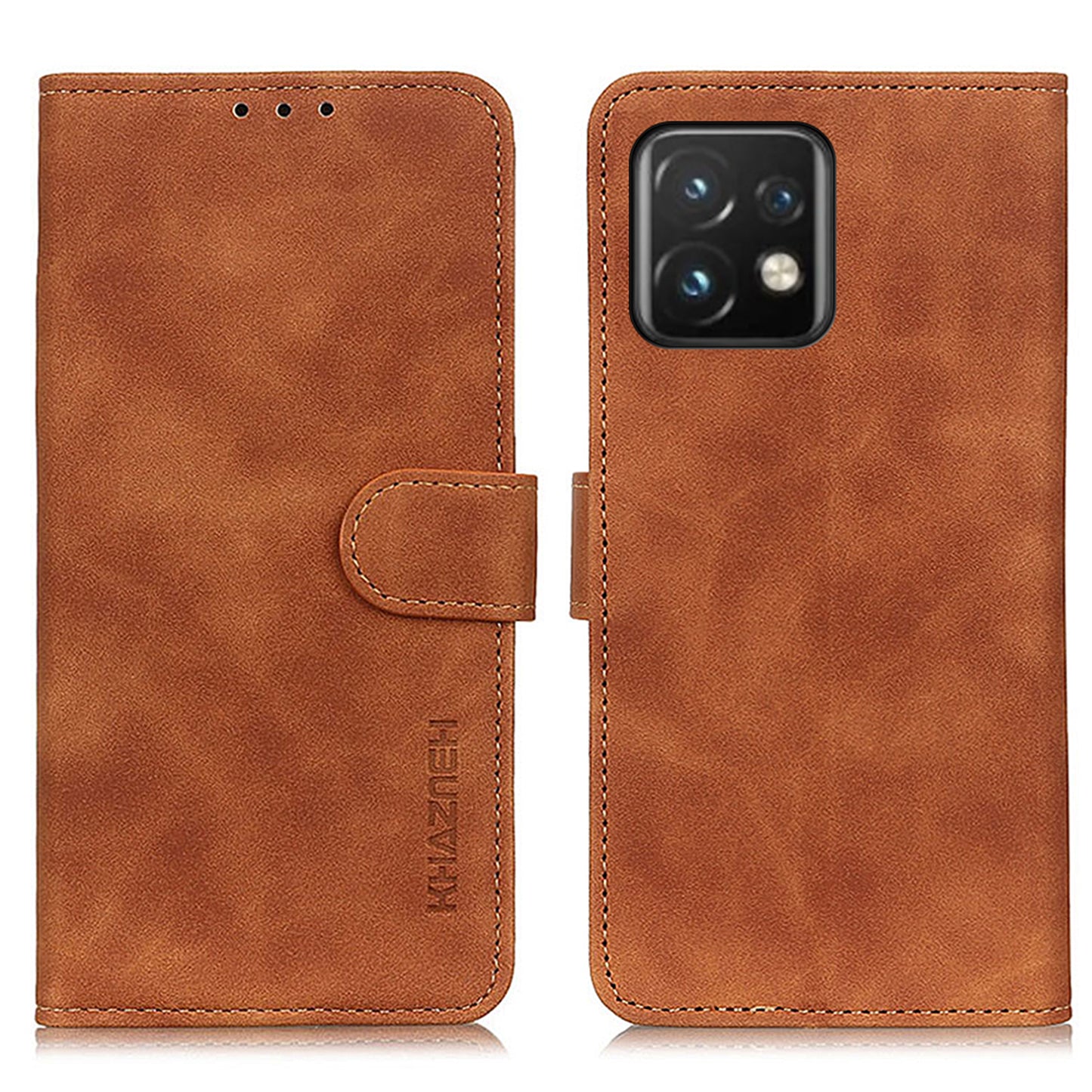 KHAZNEH For Motorola Moto Edge 40 Pro 5G / Moto X40 5G Anti-fall Phone Wallet Case Foldable Stand Retro Texture PU Leather + Inner TPU Protective Phone Cover