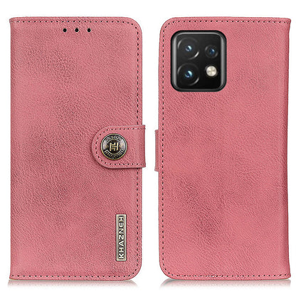 KHAZNEH for Motorola Moto Edge 40 Pro 5G / Moto X40 5G Shockproof Phone Cover Cowhide Texture PU Leather Anti-wear Phone Flip Wallet Case Stand