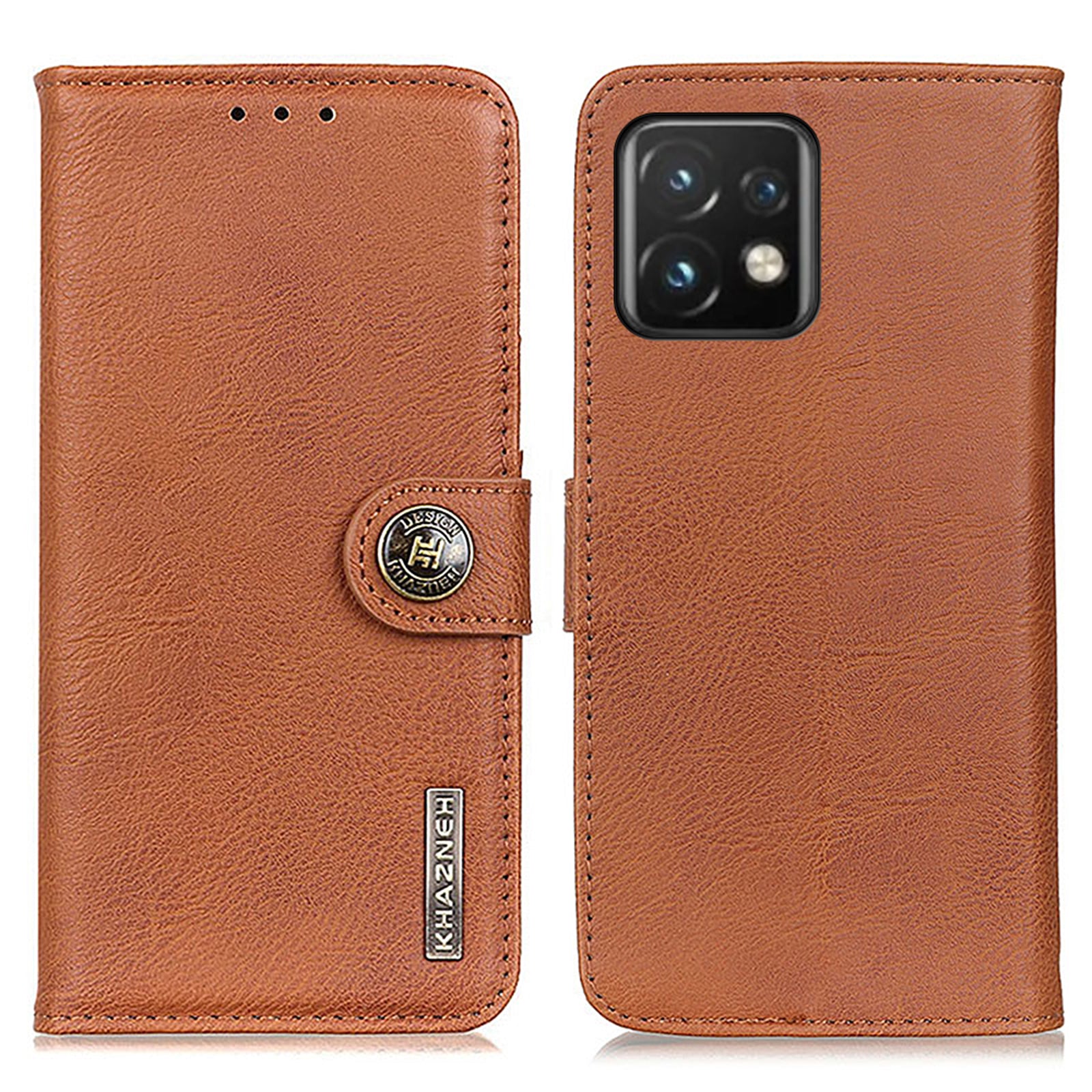 KHAZNEH for Motorola Moto Edge 40 Pro 5G / Moto X40 5G Shockproof Phone Cover Cowhide Texture PU Leather Anti-wear Phone Flip Wallet Case Stand