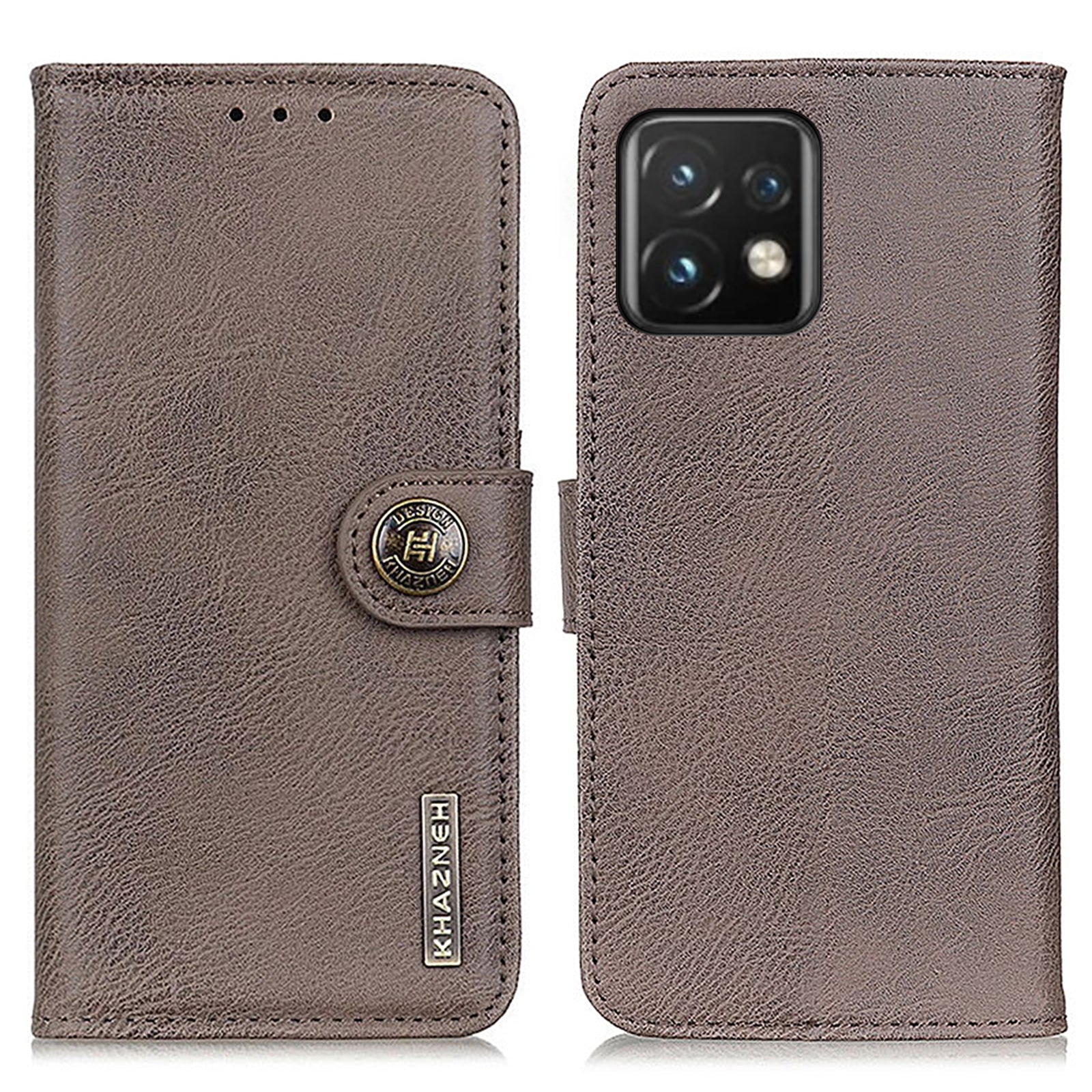 KHAZNEH for Motorola Moto Edge 40 Pro 5G / Moto X40 5G Shockproof Phone Cover Cowhide Texture PU Leather Anti-wear Phone Flip Wallet Case Stand