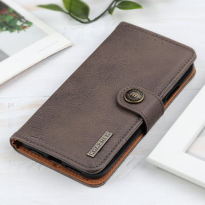 KHAZNEH for Motorola Moto Edge 40 Pro 5G / Moto X40 5G Shockproof Phone Cover Cowhide Texture PU Leather Anti-wear Phone Flip Wallet Case Stand