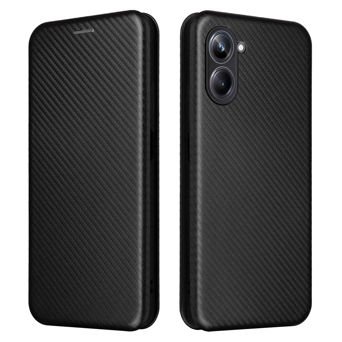 For Realme 10 Pro 5G Card Slot Phone Case Magnetic Auto-absorbed Carbon Fiber Texture PU Leather Stand Flip Cover