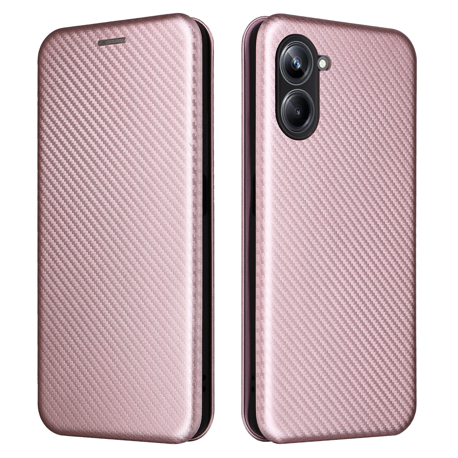 For Realme 10 Pro 5G Card Slot Phone Case Magnetic Auto-absorbed Carbon Fiber Texture PU Leather Stand Flip Cover