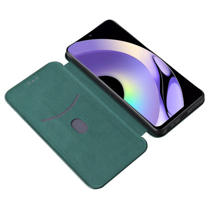 For Realme 10 Pro 5G Card Slot Phone Case Magnetic Auto-absorbed Carbon Fiber Texture PU Leather Stand Flip Cover