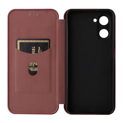 For Realme 10 Pro 5G Card Slot Phone Case Magnetic Auto-absorbed Carbon Fiber Texture PU Leather Stand Flip Cover