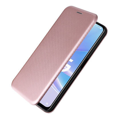 For Oppo A58 5G  Magnetic Auto-absorbed Carbon Fiber Texture PU Leather Phone Case Card Slot Stand Flip Cover