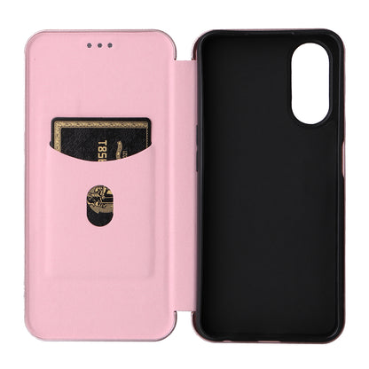 For Oppo A58 5G  Magnetic Auto-absorbed Carbon Fiber Texture PU Leather Phone Case Card Slot Stand Flip Cover