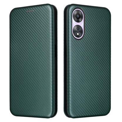 For Oppo A58 5G  Magnetic Auto-absorbed Carbon Fiber Texture PU Leather Phone Case Card Slot Stand Flip Cover