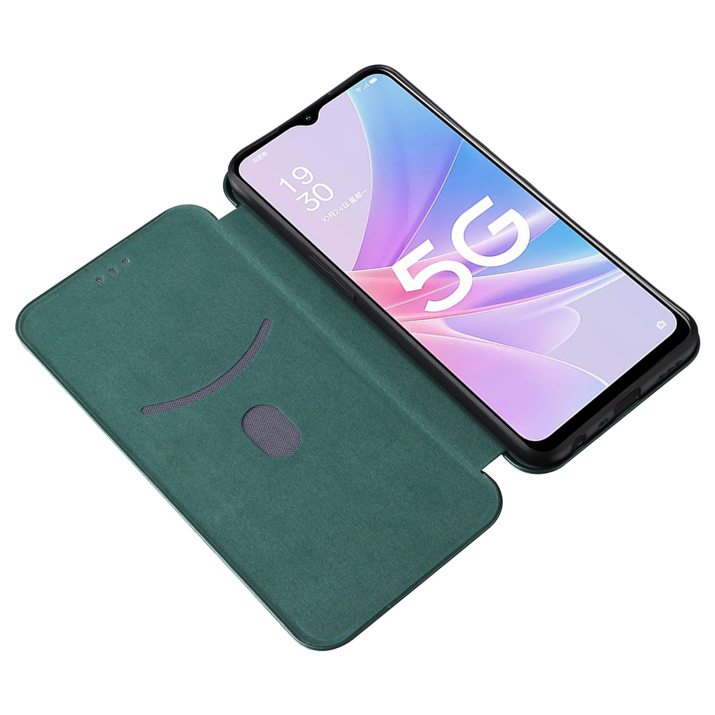 For Oppo A58 5G  Magnetic Auto-absorbed Carbon Fiber Texture PU Leather Phone Case Card Slot Stand Flip Cover