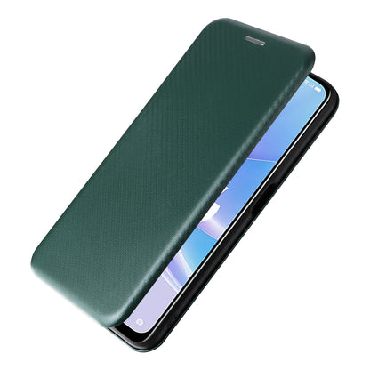 For Oppo A58 5G  Magnetic Auto-absorbed Carbon Fiber Texture PU Leather Phone Case Card Slot Stand Flip Cover