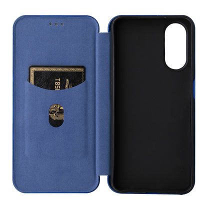 For Oppo A58 5G  Magnetic Auto-absorbed Carbon Fiber Texture PU Leather Phone Case Card Slot Stand Flip Cover