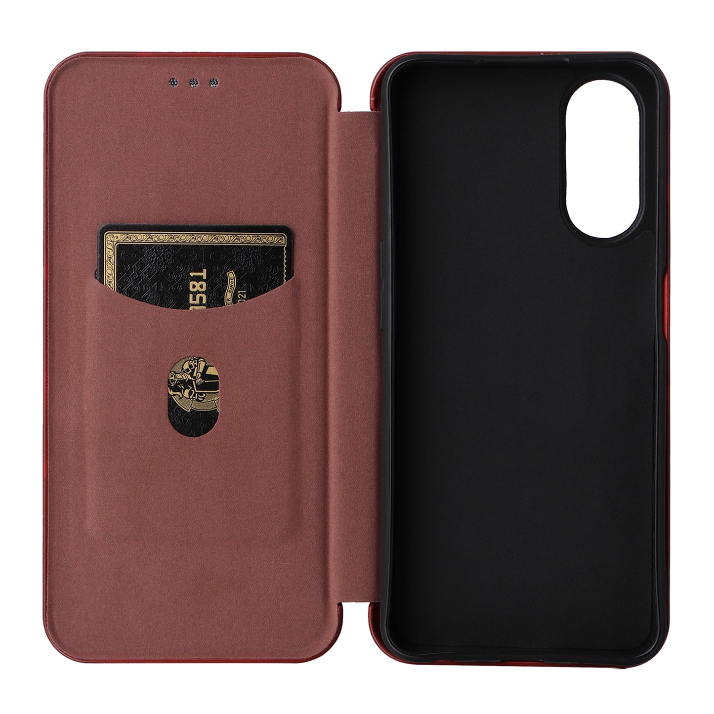 For Oppo A58 5G  Magnetic Auto-absorbed Carbon Fiber Texture PU Leather Phone Case Card Slot Stand Flip Cover