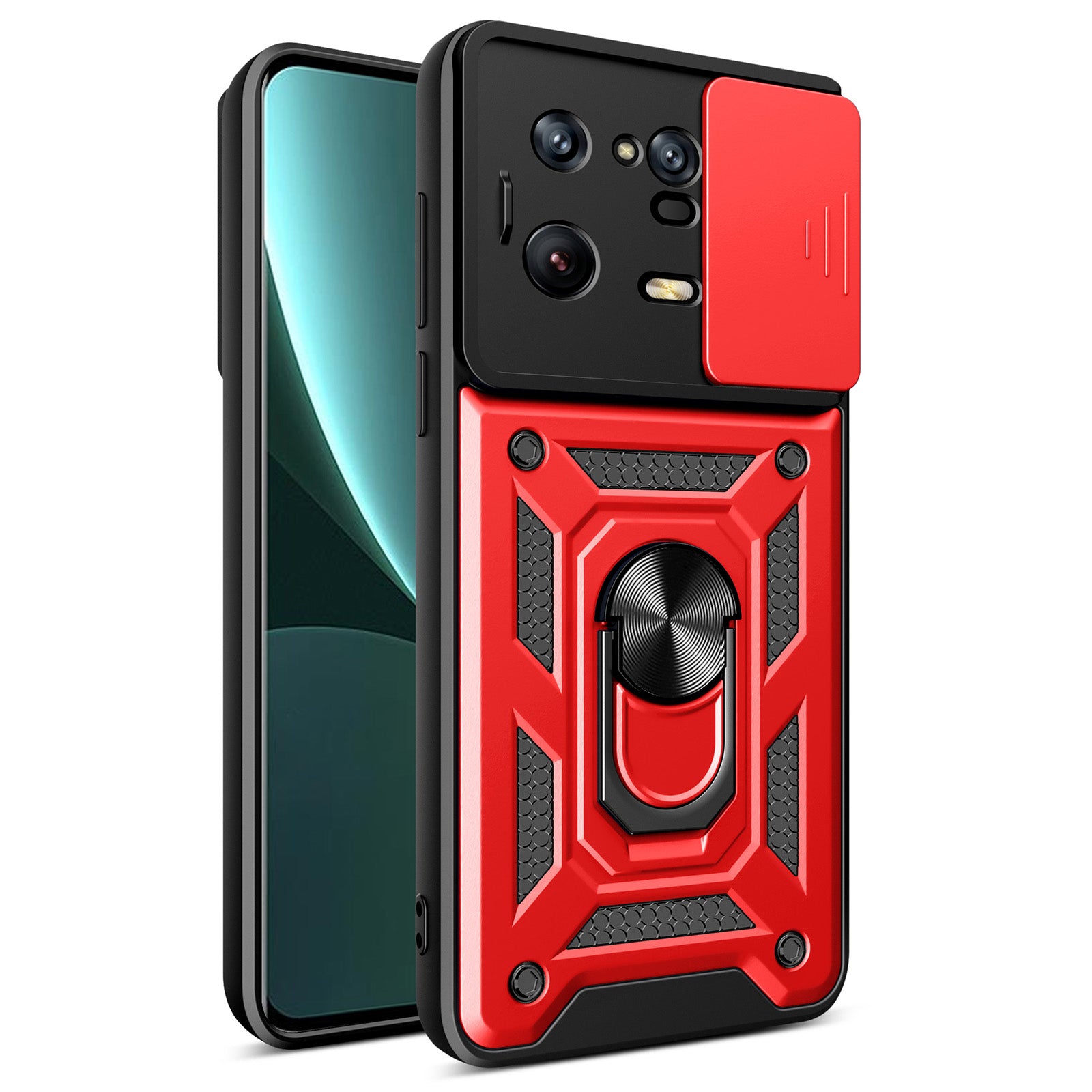 For Xiaomi 13 Pro 5G Ring Holder Kickstand Phone Case PC + TPU Slide Camera Protector Back Cover