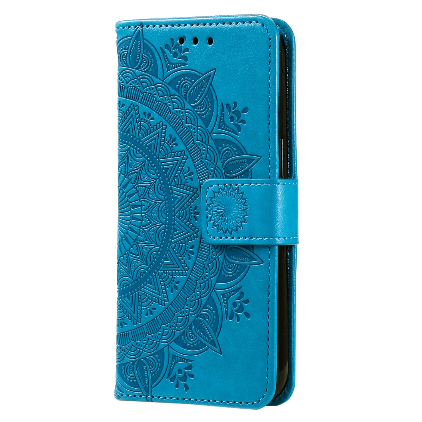 Mobile Phone Case for Oppo A58 5G, Imprinted Mandala Flower Pattern Wallet Stand Phone Cover with Strap