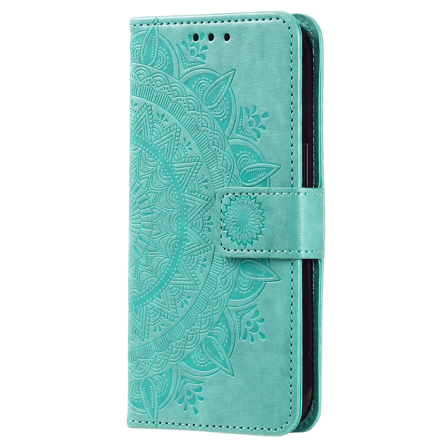 Mobile Phone Case for Oppo A58 5G, Imprinted Mandala Flower Pattern Wallet Stand Phone Cover with Strap