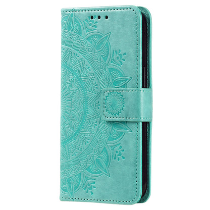 Mobile Phone Case for Oppo A58 5G, Imprinted Mandala Flower Pattern Wallet Stand Phone Cover with Strap