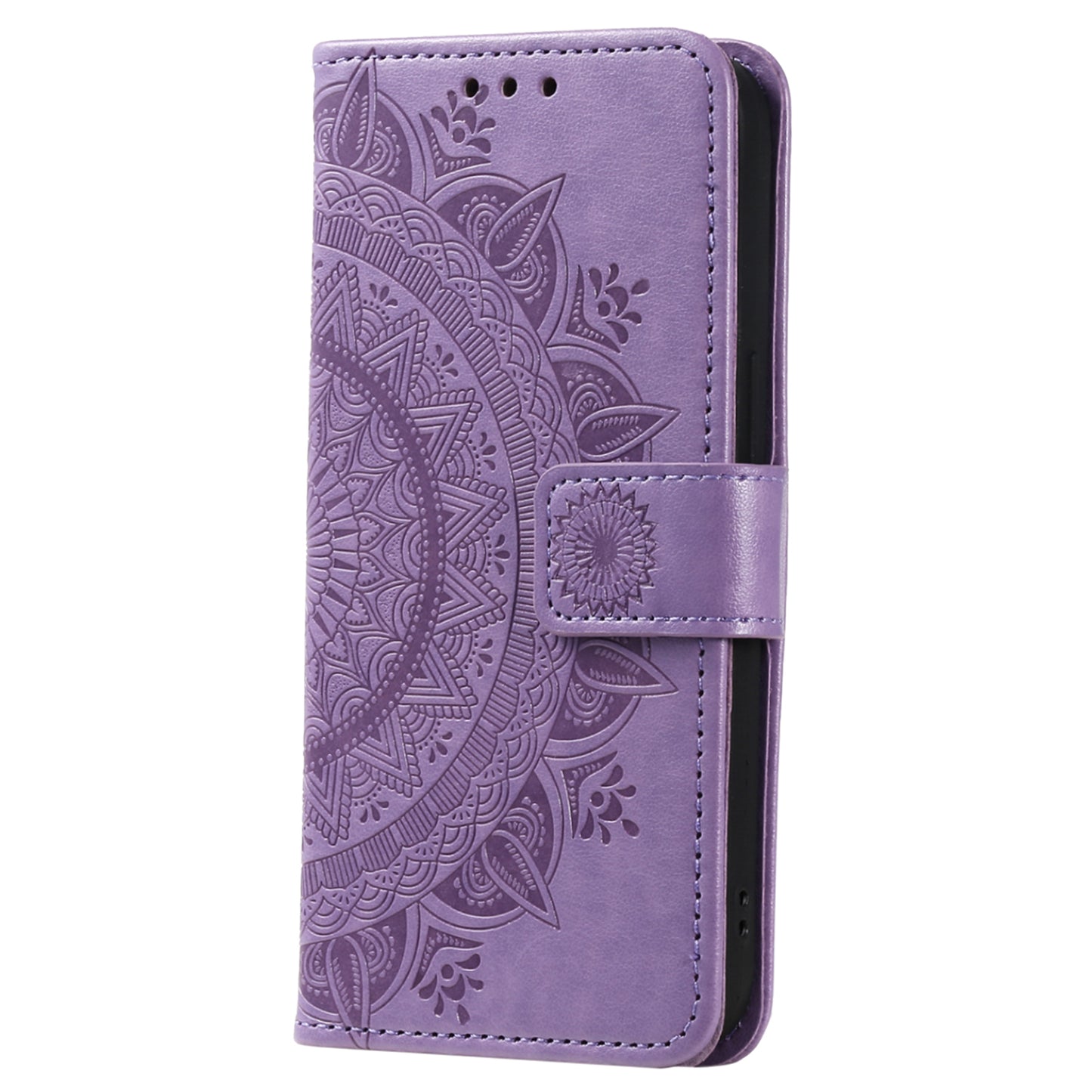 Mobile Phone Case for Oppo A58 5G, Imprinted Mandala Flower Pattern Wallet Stand Phone Cover with Strap