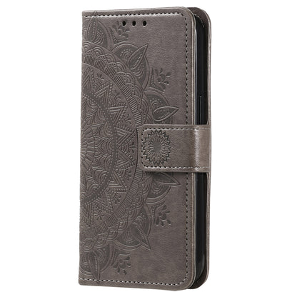 Mobile Phone Case for Oppo A58 5G, Imprinted Mandala Flower Pattern Wallet Stand Phone Cover with Strap