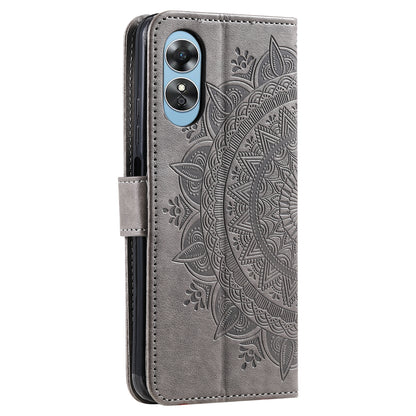 Mobile Phone Case for Oppo A58 5G, Imprinted Mandala Flower Pattern Wallet Stand Phone Cover with Strap