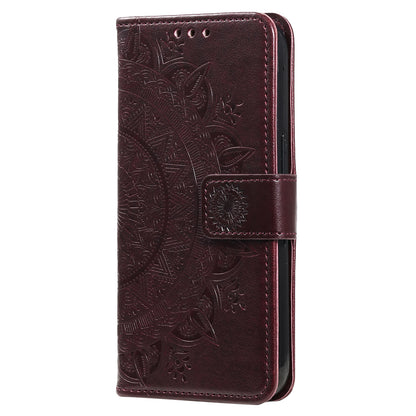 Mobile Phone Case for Oppo A58 5G, Imprinted Mandala Flower Pattern Wallet Stand Phone Cover with Strap