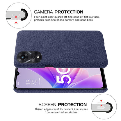 Ultra Slim Smartphone Case For Oppo A58 5G, Anti-fall Solid Color Hard PC Cloth Texture Protective Phone Cover