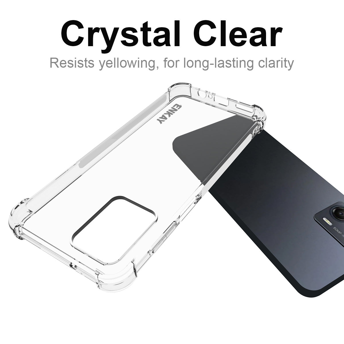 ENKAY HAT PRINCE For Motorola Moto G53 5G Thickened Corners Anti-slip TPU Case Strip Edge Clear Smartphone Shell Cover