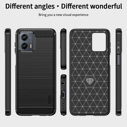 MOFI JK TPU Series-1 for Motorola Moto G 5G (2023) Shockproof Smartphone Case Carbon Fiber Brushed TPU Phone Back Cover