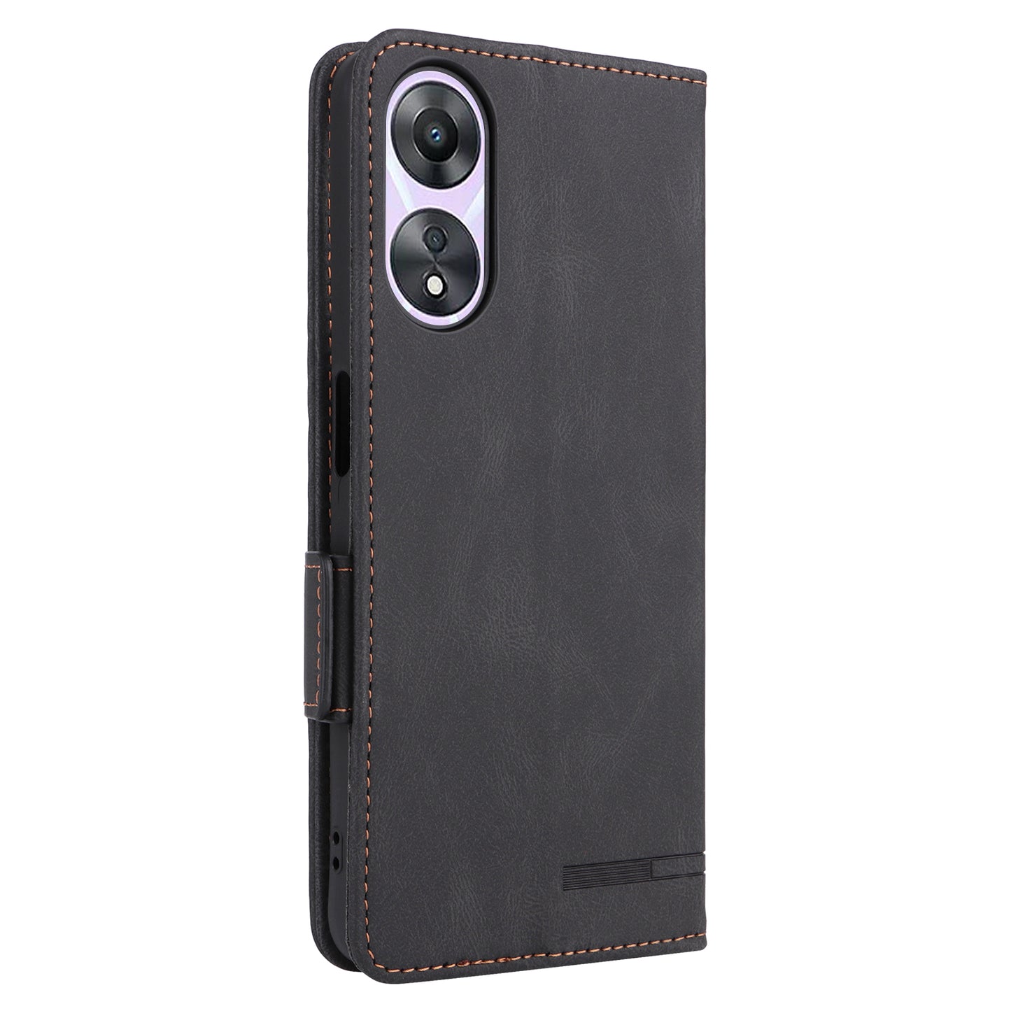 Shockproof Phone Cover for Oppo A58 5G, Hardware Decor Dual Magnetic Clasp Wallet Hands-free Stand PU Leather Phone Case