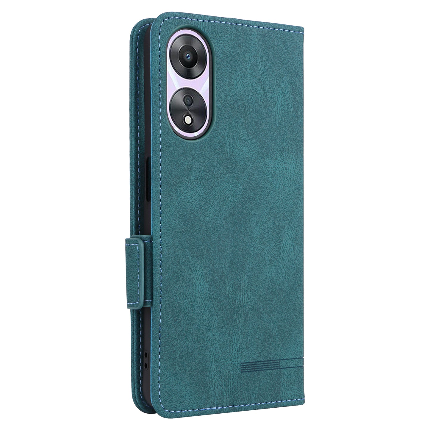 Shockproof Phone Cover for Oppo A58 5G, Hardware Decor Dual Magnetic Clasp Wallet Hands-free Stand PU Leather Phone Case