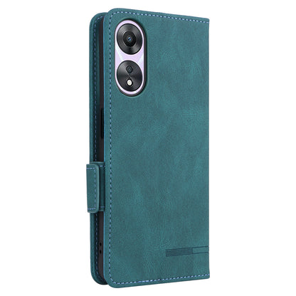 Shockproof Phone Cover for Oppo A58 5G, Hardware Decor Dual Magnetic Clasp Wallet Hands-free Stand PU Leather Phone Case