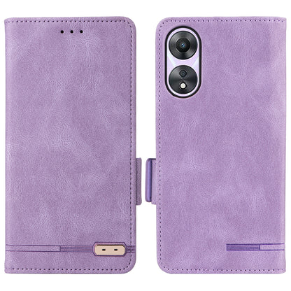 Shockproof Phone Cover for Oppo A58 5G, Hardware Decor Dual Magnetic Clasp Wallet Hands-free Stand PU Leather Phone Case