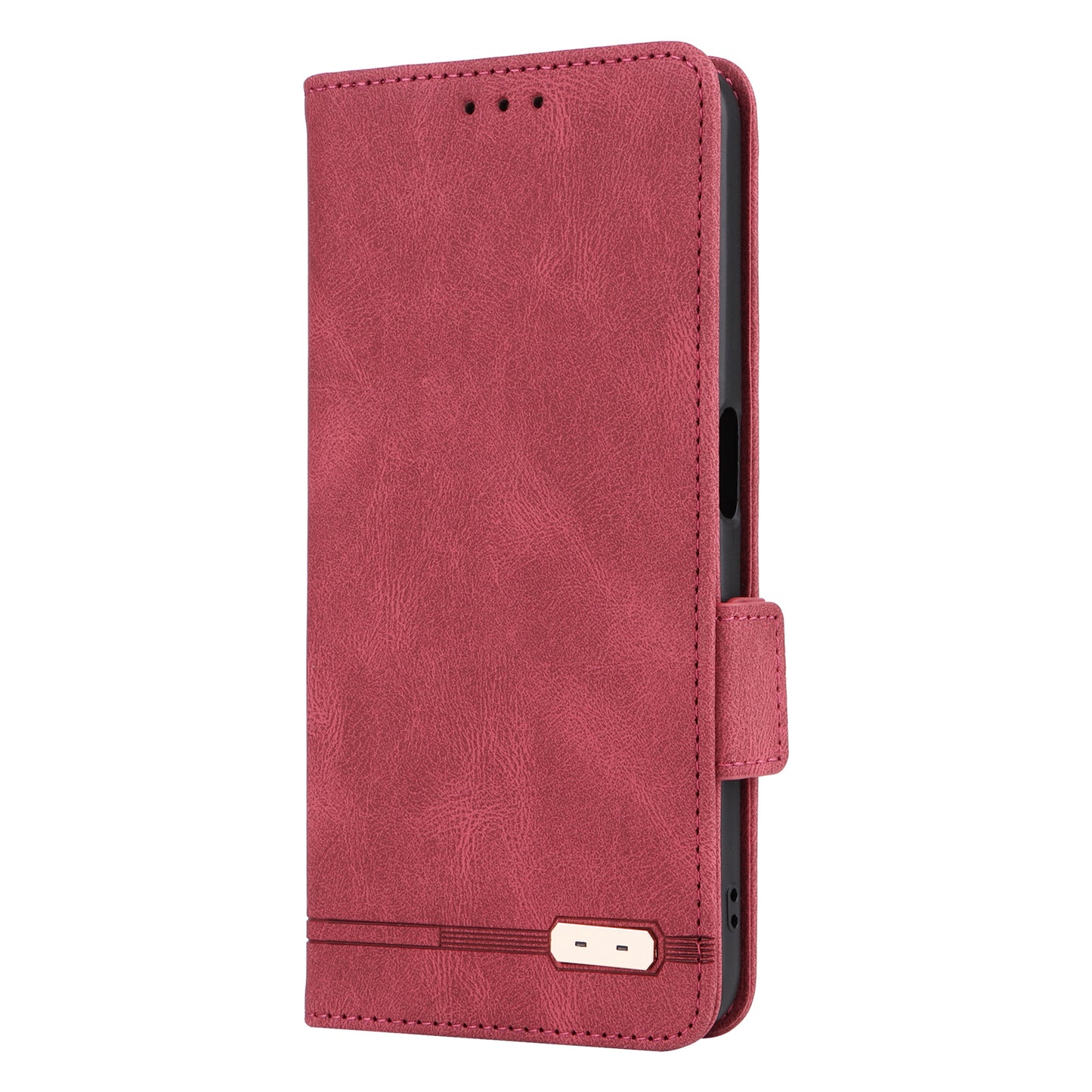 Shockproof Phone Cover for Oppo A58 5G, Hardware Decor Dual Magnetic Clasp Wallet Hands-free Stand PU Leather Phone Case