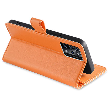 For ZTE Blade V30 Fully Wrapped PU Leather Stand Case Zipper Pocket Card Slots Flip Phone Cover with Wrist Strap and Shoulder Strap