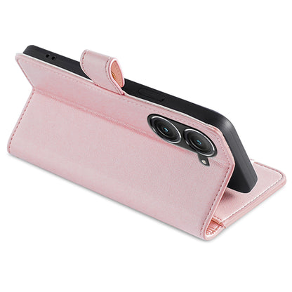 For Asus Zenfone 9 5G Zipper Pocket PU Leather Stand Case Card Slots Flip Phone Cover with Wrist Strap and Shoulder Strap