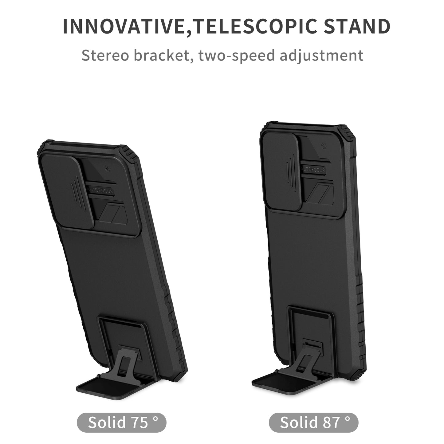 For Infinix Hot 11s NFC 4G Slide Camera Protection Anti-fall Cell Phone Shell Kickstand PC + TPU Hybrid Cover Phone Case