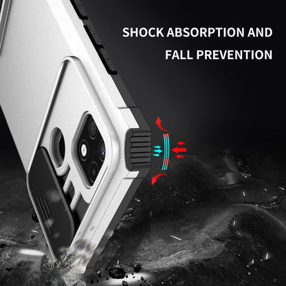 For Infinix Hot 11s NFC 4G Slide Camera Protection Anti-fall Cell Phone Shell Kickstand PC + TPU Hybrid Cover Phone Case